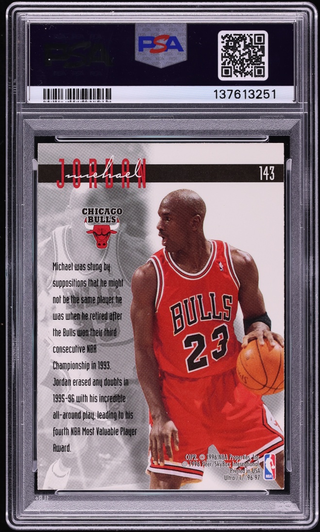 1996 Ultra Basketball Michael Jordan #143 PSA 9 MINT