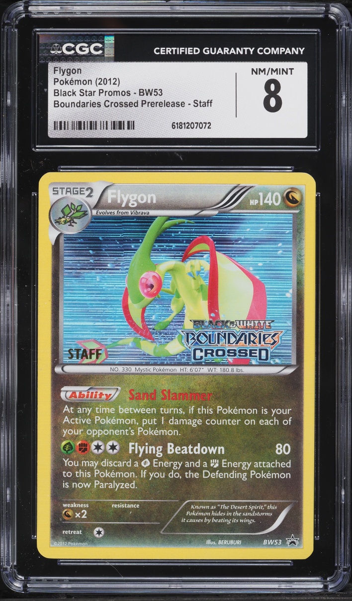 2012 Pokemon BW Black Star Promo Boundaries Crossed Prerelease Staff Flygon #BW53 CGC 8 NM-MT