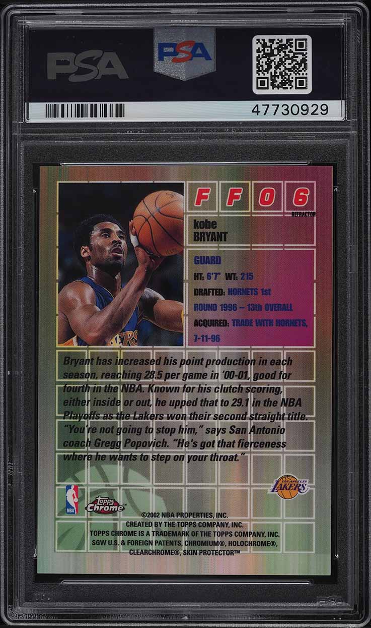 2001 Topps Chrome Fast & Furious Refractor Kobe Bryant PSA