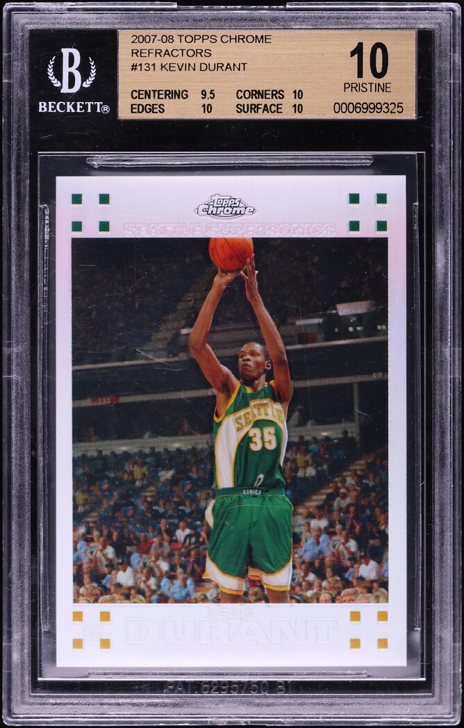 2007 Topps Chrome Refractor Kevin Durant ROOKIE /1499 #131 BGS 10 PRISTINE
