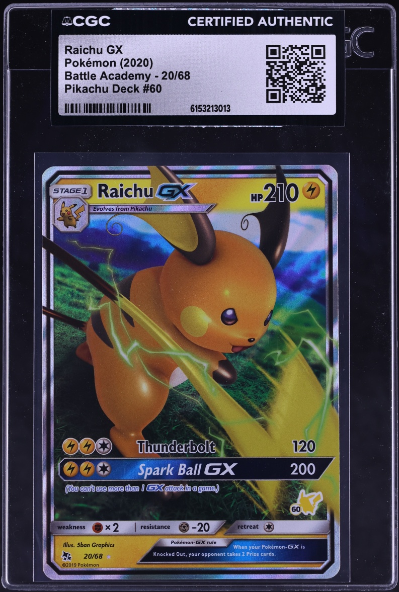 2020 Pokemon Sword & Shield Battle Academy Raichu GX #20 CGC AUTH
