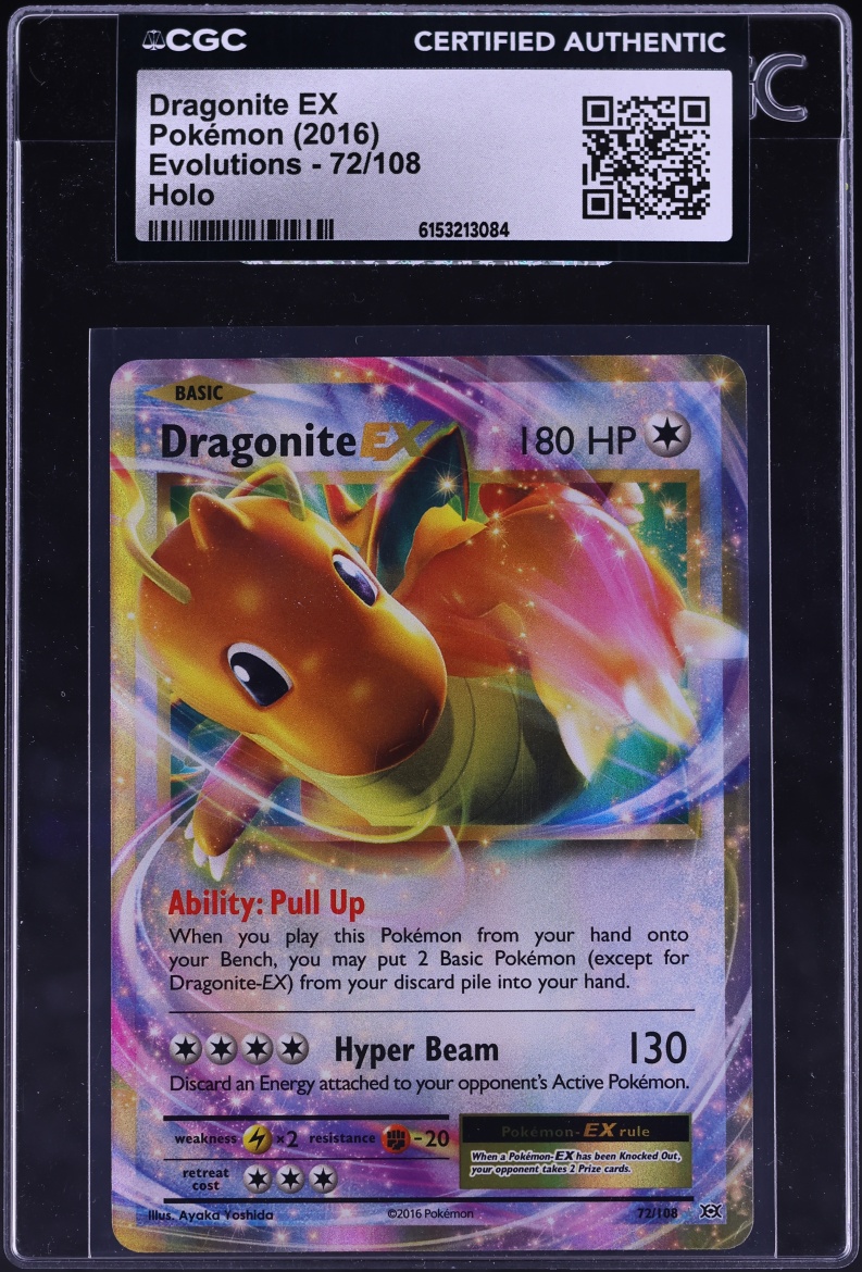 2016 Pokemon XY Evolutions Holo Dragonite EX #72 CGC AUTH