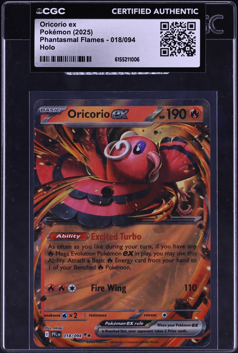 2025 Pokemon Mega Evolution Phantasmal Flames Holo Oricorio ex #018 CGC AUTH