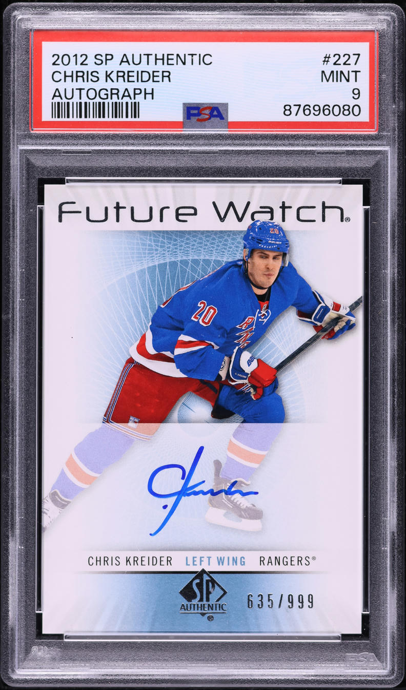 2012 SP Authentic Chris Kreider ROOKIE AUTO /999 #227 PSA 9 MINT