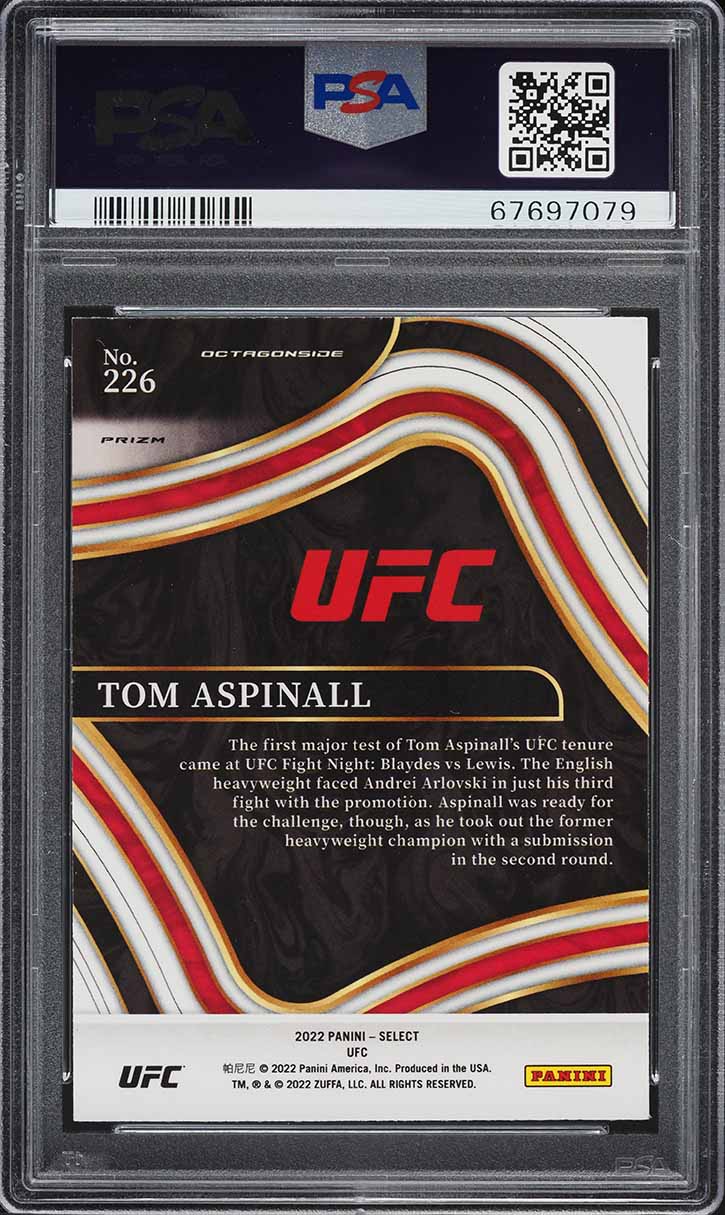 2022 Select UFC Octagonside Elephant Prizm Tom Aspinall ROOKIE #226 PSA 10 GEM