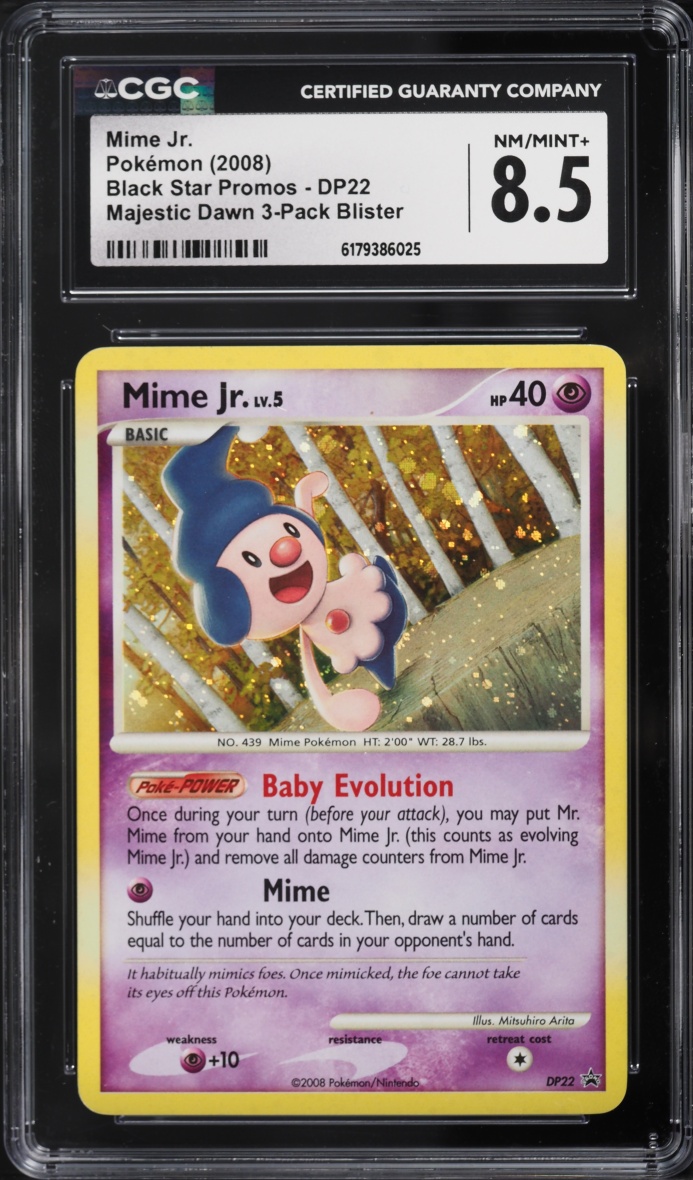 2008 Pokemon Diamond & Pearl Black Star Promo Majestic Dawn Mime Jr. #DP22 CGC 8.5 NM-MT+