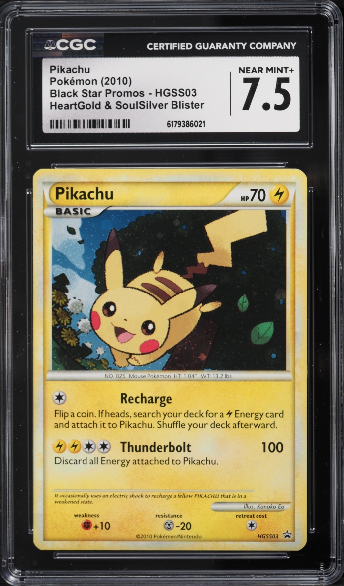 2010 Pokemon HeartGold & SoulSilver Promo Pikachu #HGSS03 CGC 7.5 NRMT+
