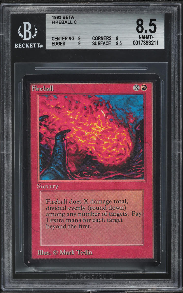 1993 Magic The Gathering MTG Beta Fireball BGS 8.5 NM-MT+ on Fanatics ...