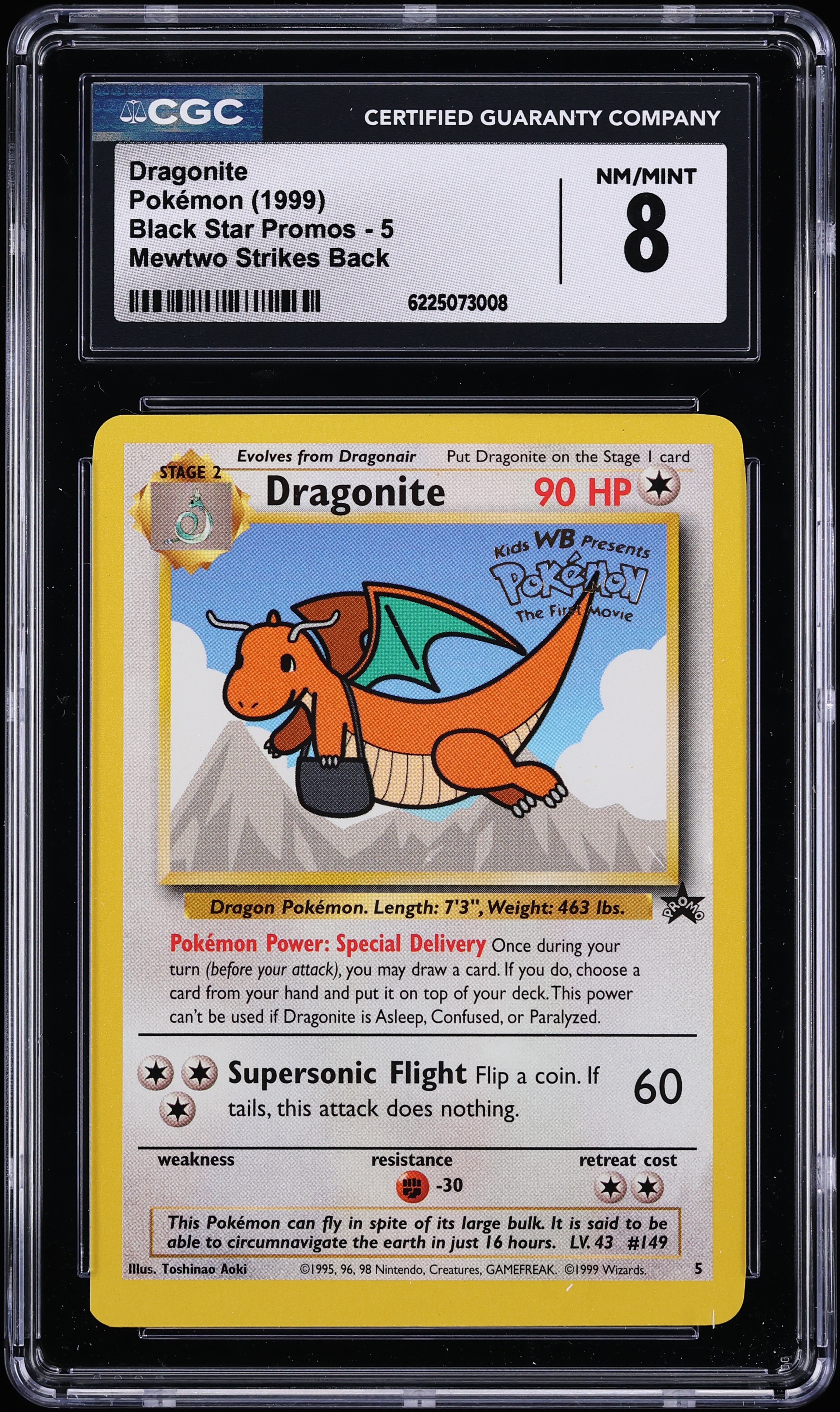1999 Pokemon Black Star Promo Mewtwo Strikes Back Dragonite #5 CGC 8 NM-MT