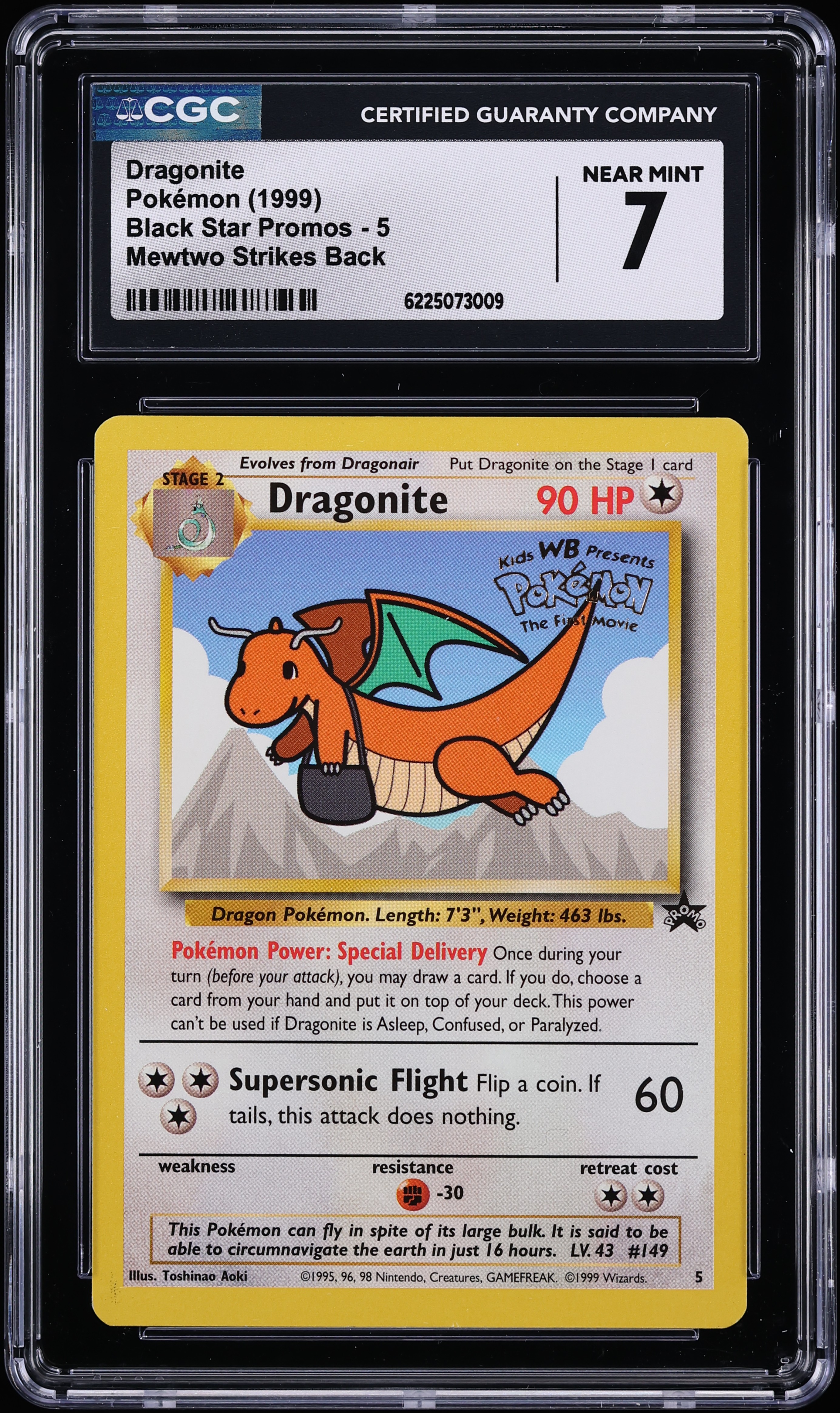 1999 Pokemon Black Star Promo Mewtwo Strikes Back Dragonite #5 CGC 7 NRMT