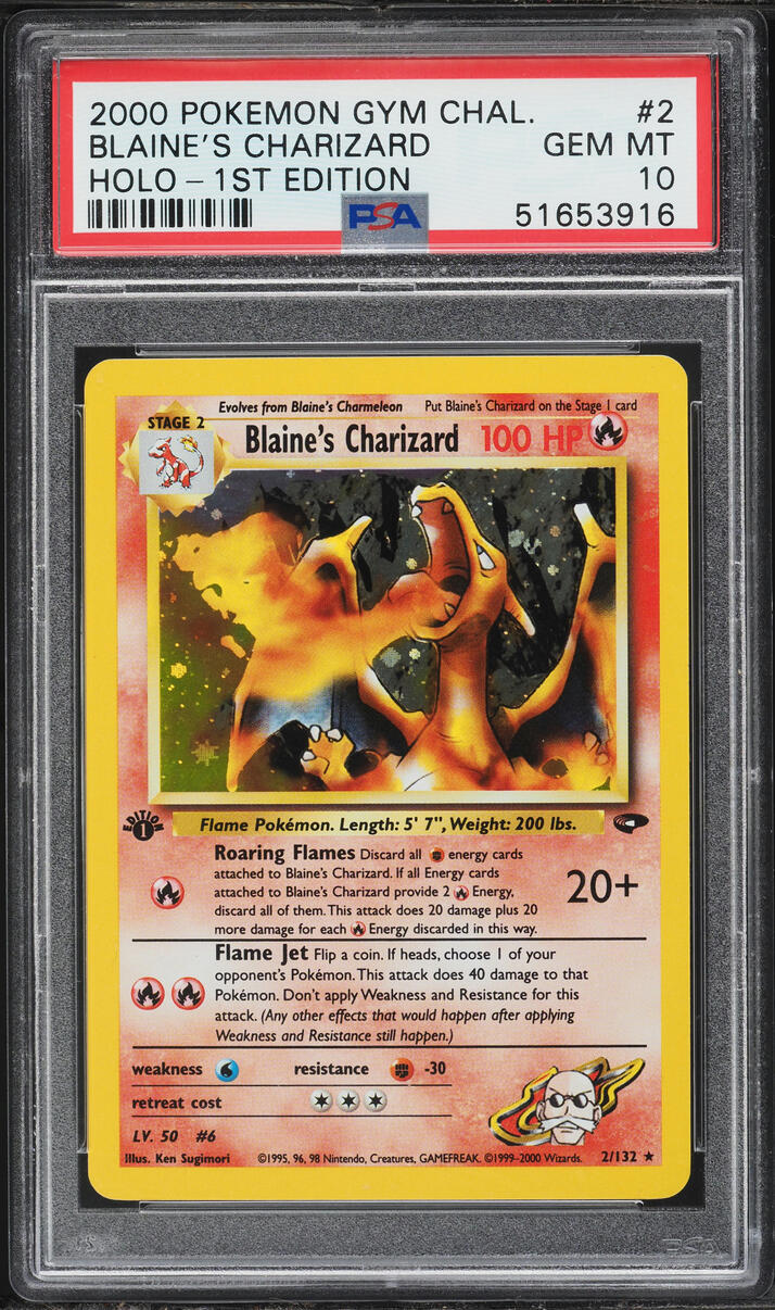 2000 Pokemon Gym Challenge 1st Edition Holo Blaine's Charizard #2 PSA 10 GEM MINT