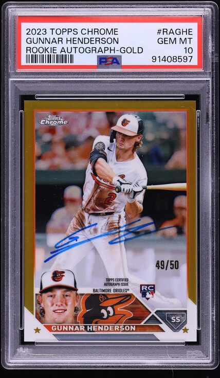 2023 Topps Heritage Real One Gunnar Henderson ROOKIE AUTO PSA 10