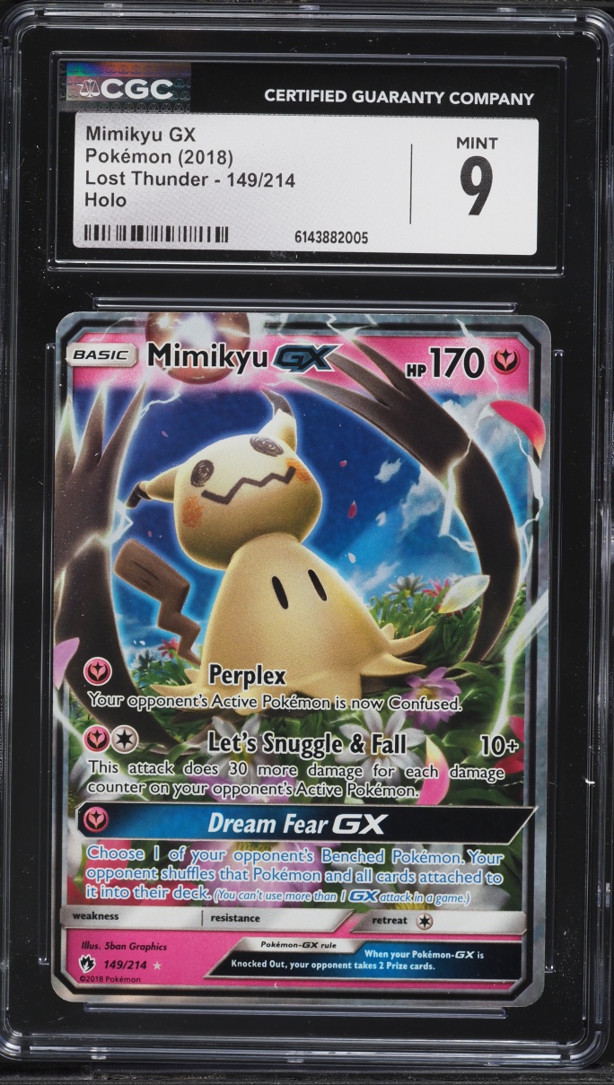 2018 Pokemon Sun & Moon Lost Thunder Full Art Mimikyu GX #149 CGC 9 MINT