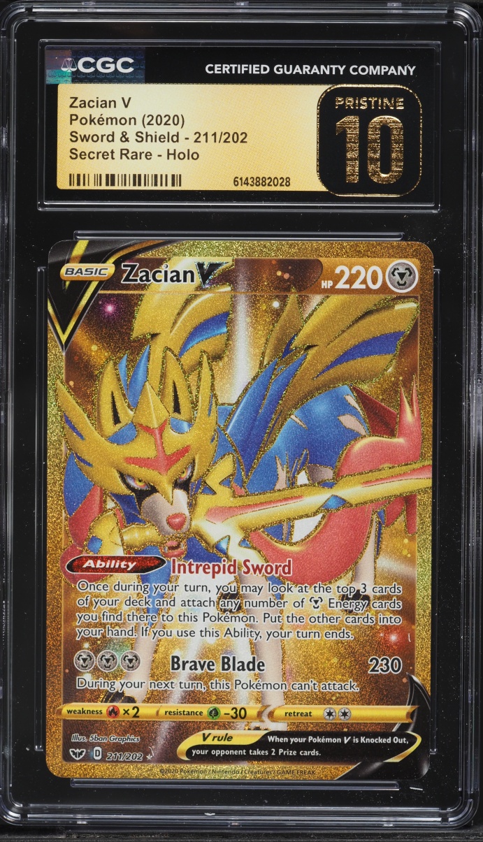 2020 Pokemon Sword & Shield Gold Rare Zacian V #211 CGC 10 PRISTINE