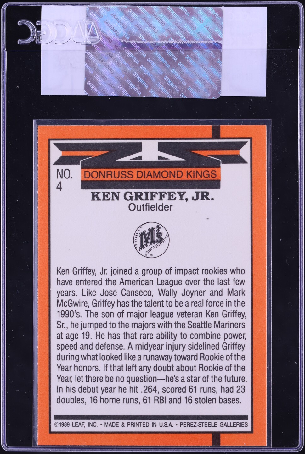 1990 Donruss Ken Griffey Jr. #4 CGC AUTH