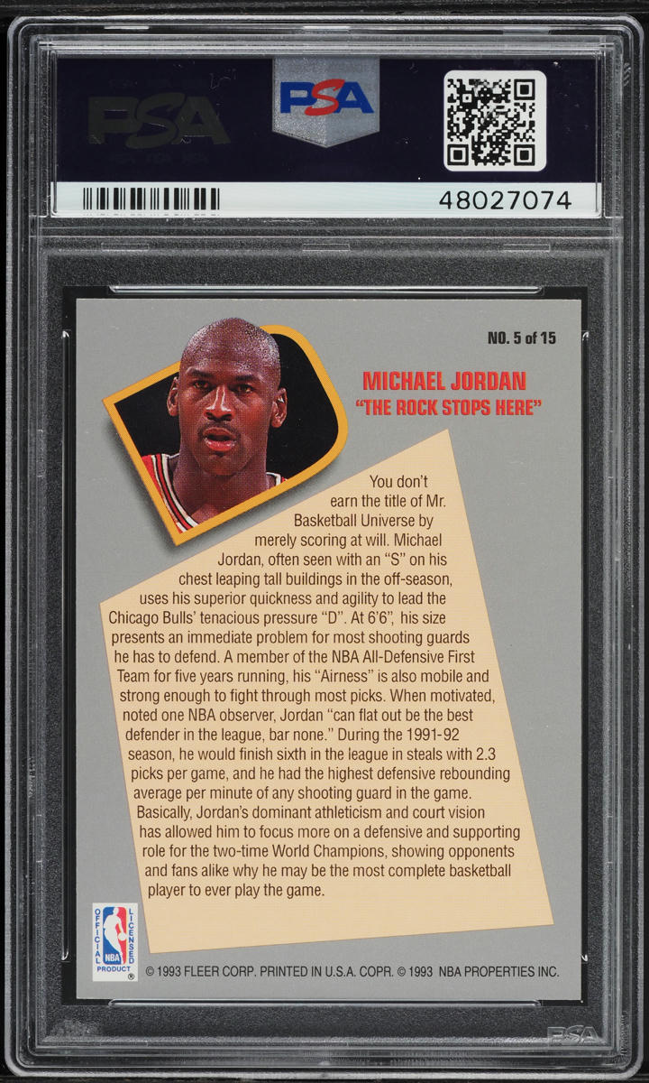 1992 Fleer Total D Michael Jordan #5 PSA 10 GEM MINT
