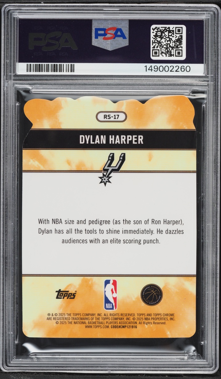 2025 Topps Chrome Rock Stars Die-Cut Dylan Harper ROOKIE #RS-17 PSA 10 GEM MINT