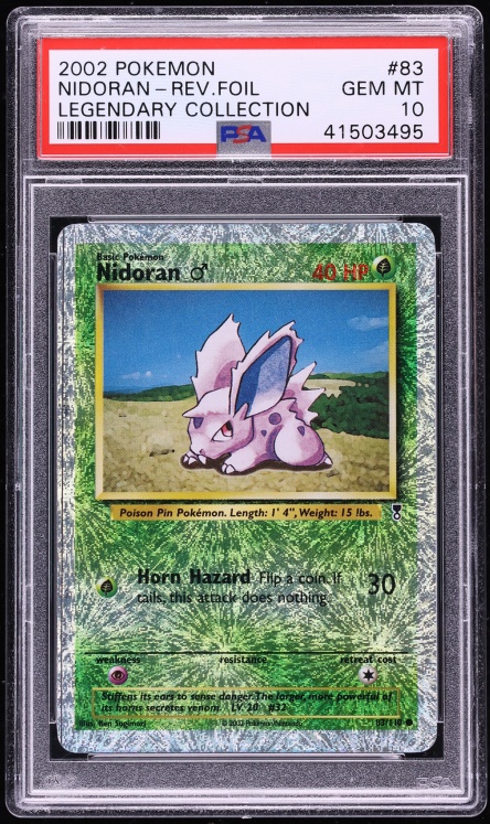 2002 Pokemon Legendary Collection Reverse Holo Nidoran #83 PSA 10 GEM MINT