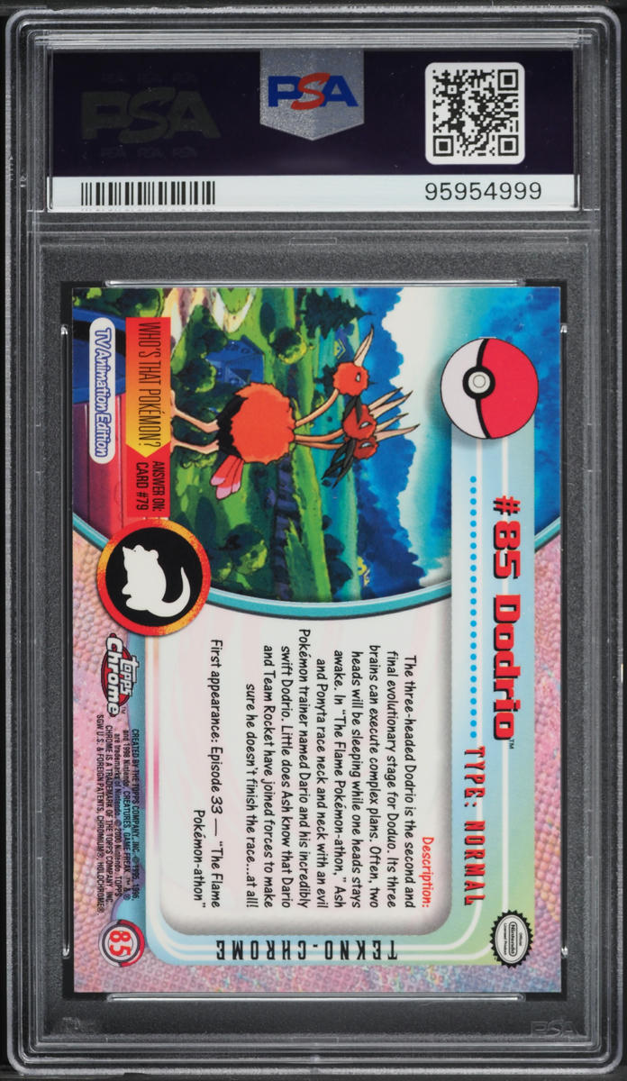 2000 Topps Chrome Pokemon T.V. Series 2 Tekno Dodrio #85 PSA 10 GEM MINT