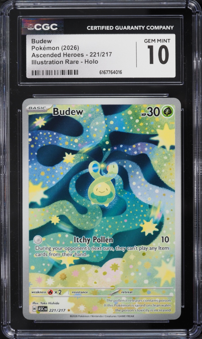 2026 Pokemon Mega Evolution Ascended Heroes IR Budew #221 CGC 10 GEM MINT