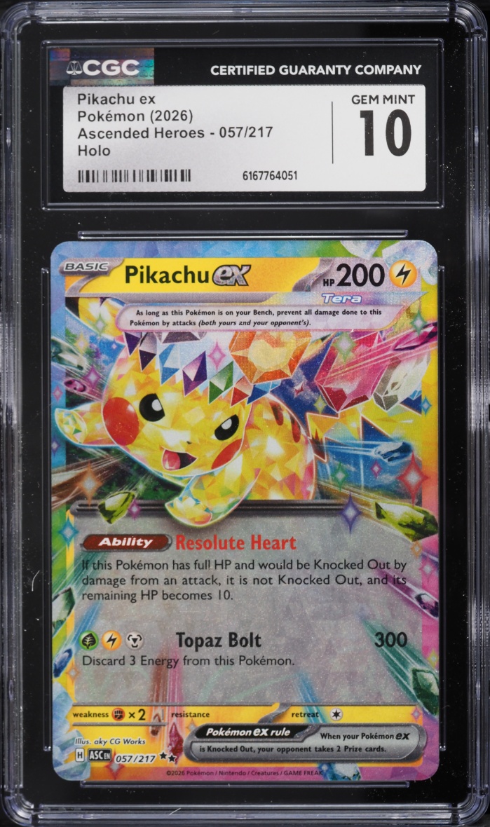 2026 Pokemon Mega Evolution Ascended Heroes Holo Pikachu ex #57 CGC 10 GEM MINT