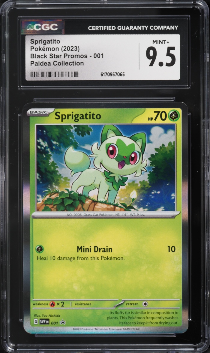 2023 Pokemon Scarlet & Violet Black Star Promo Paldea Collection Sprigatito #001 CGC 9.5 MINT+