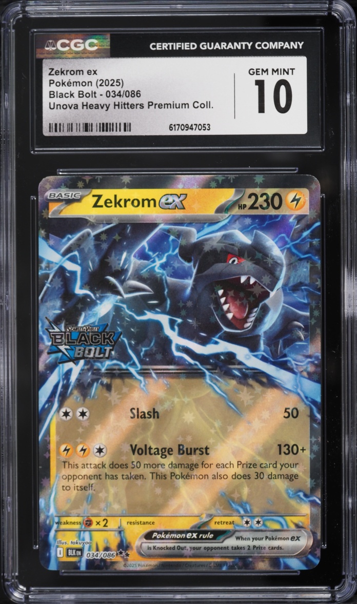 2025 Pokemon Scarlet & Violet Black Bolt Unova Heavy Hitters Zekrom ex #34 CGC 10 GEM MINT