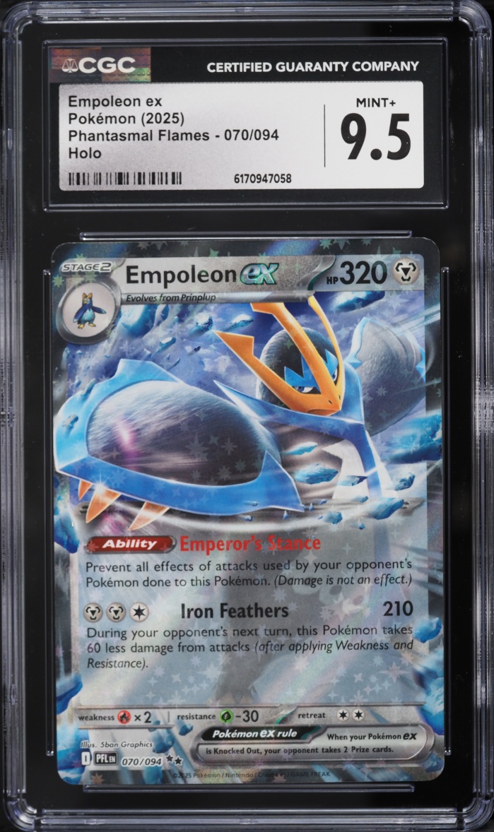2025 Pokemon Mega Evolution Phantasmal Flames Holo Empoleon ex #70 CGC 9.5 MINT+