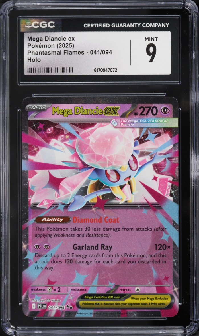 2025 Pokemon Mega Evolution Phantasmal Flames Holo Mega Diancie EX #41 CGC 9 MINT