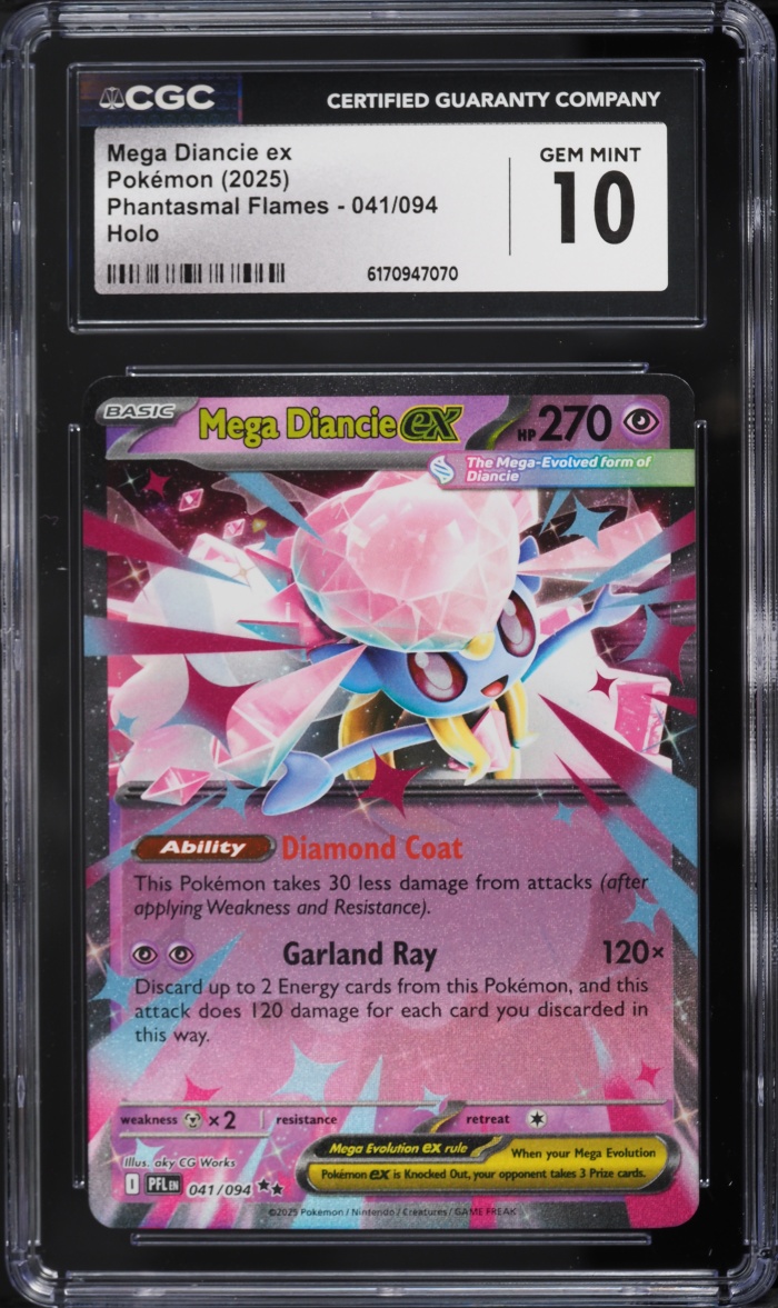 2025 Pokemon Mega Evolution Phantasmal Flames Holo Mega Diancie EX #41 CGC 10 GEM MINT