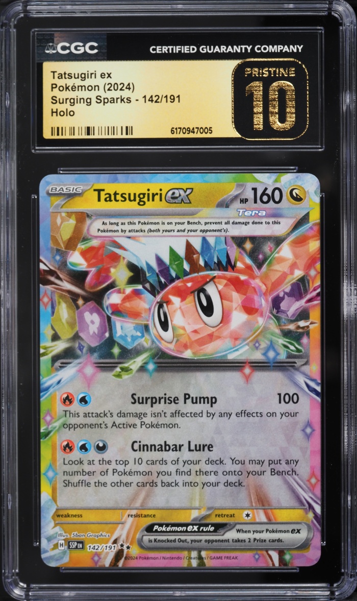 2024 Pokemon Scarlet & Violet Surging Sparks Holo Tatsugiri EX #142 CGC 10 PRISTINE
