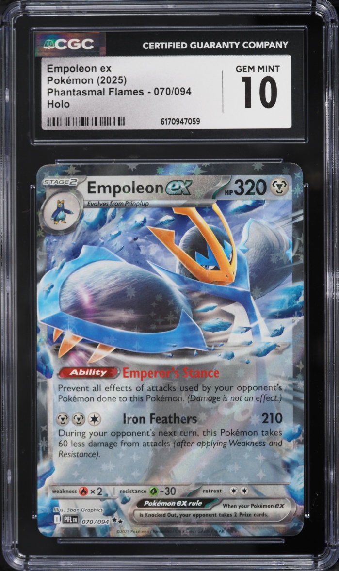 2025 Pokemon Mega Evolution Phantasmal Flames Holo Empoleon ex #70 CGC 10 GEM MINT