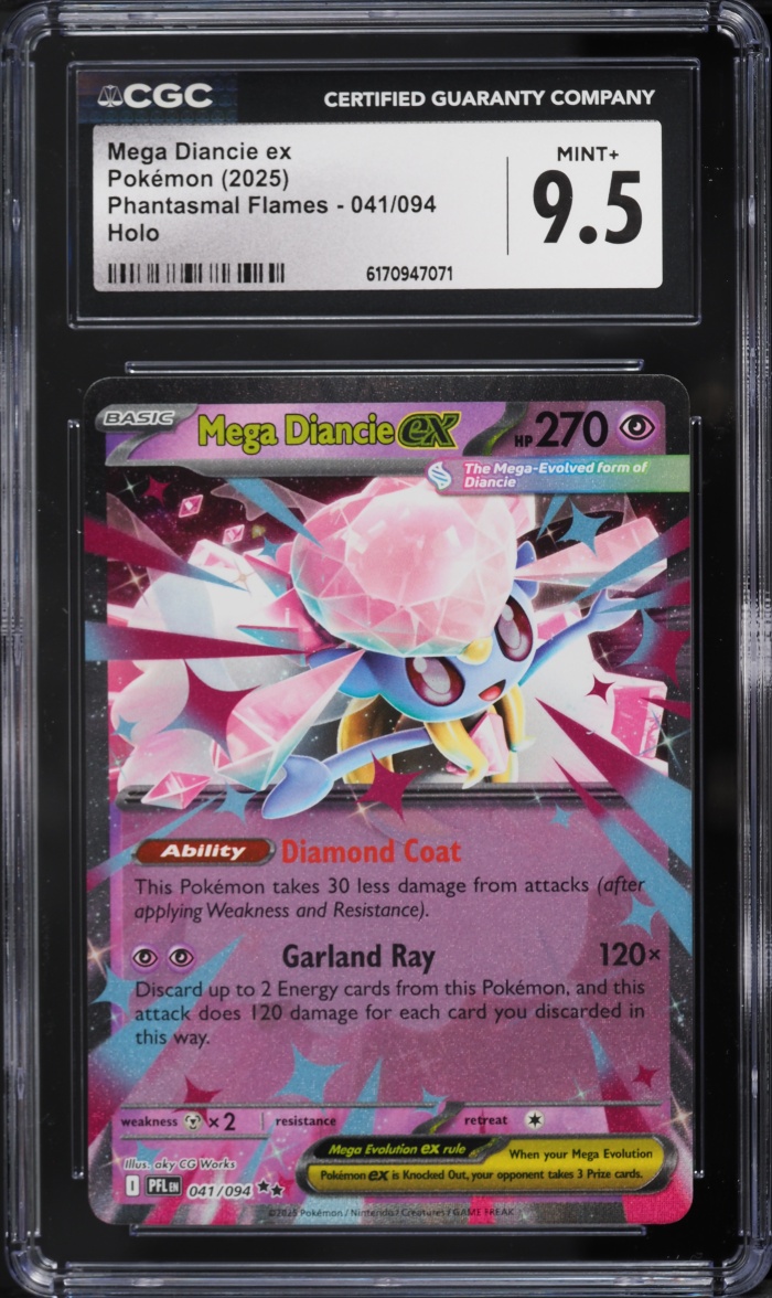2025 Pokemon Mega Evolution Phantasmal Flames Holo Mega Diancie EX #41 CGC 9.5 MINT+