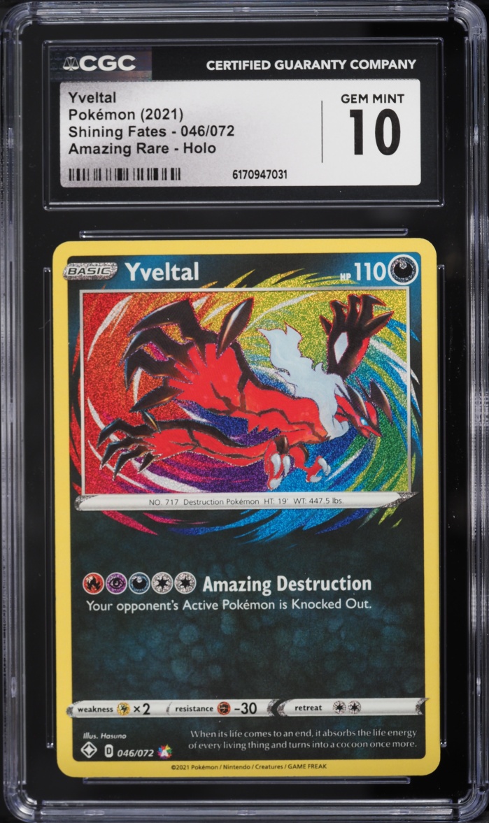 2021 Pokemon Sword & Shield Shining Fates Amazing Rare Yveltal #46 CGC 10 GEM MINT