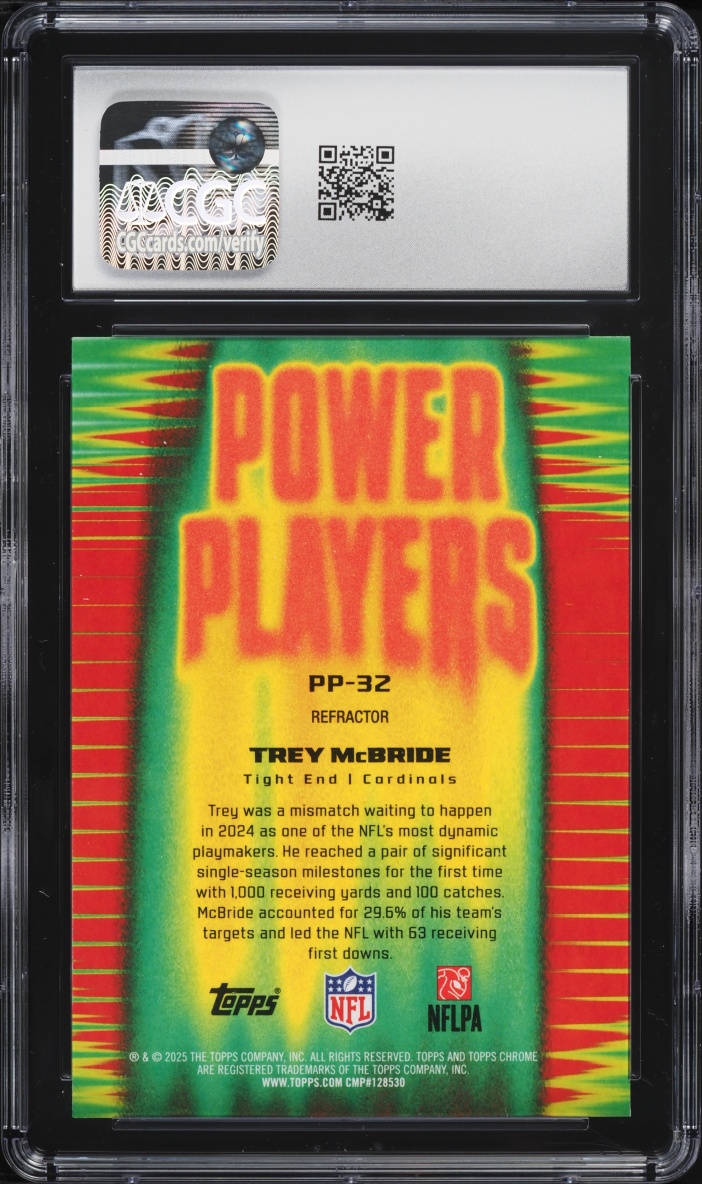 2025 Topps Chrome Power Players Refractor Trey McBride #PP-32 CGC 10 GEM MINT
