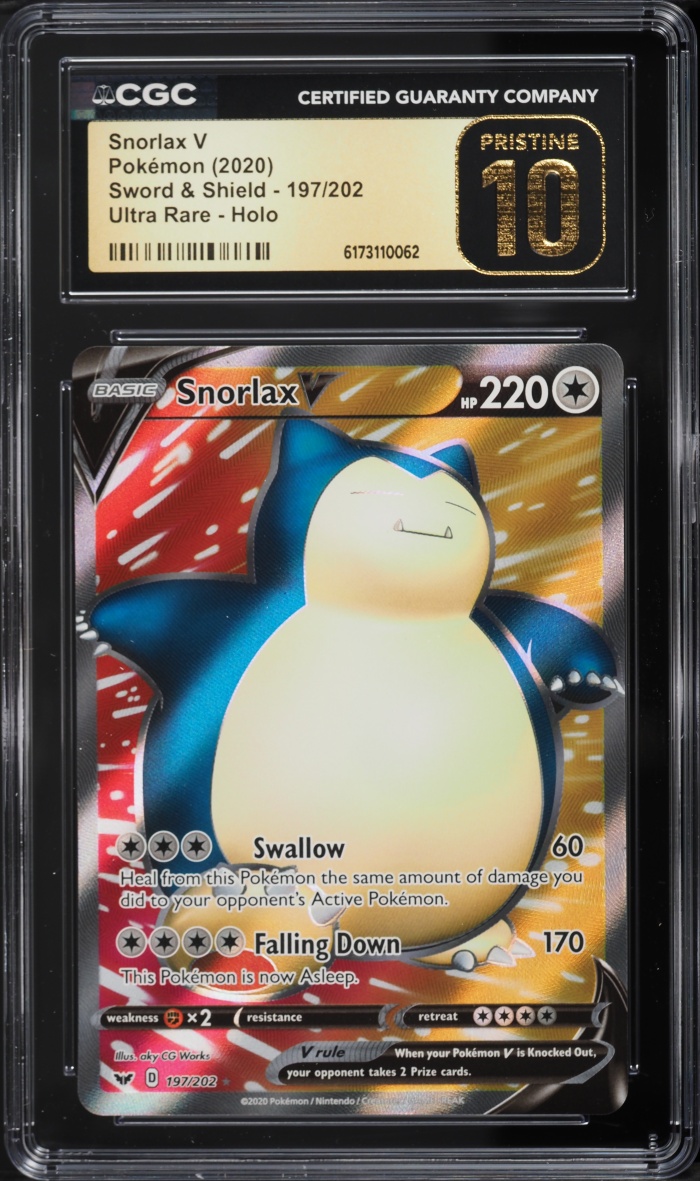 2020 Pokemon Sword & Shield Full Art Snorlax V #197 CGC 10 PRISTINE