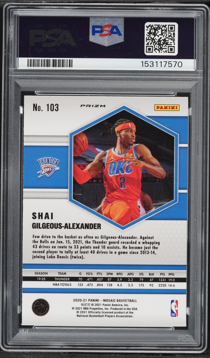 2020 Panini Mosaic Green Shai Gilgeous-Alexander #103 PSA 10 GEM MINT