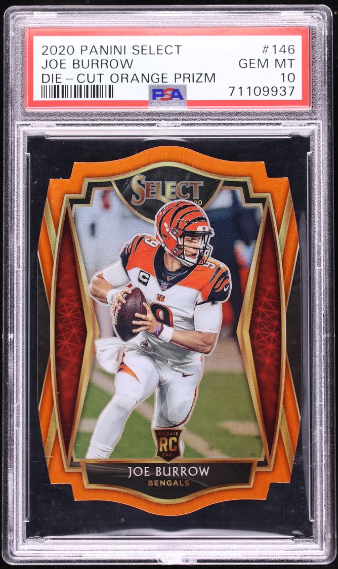 2020 Select Premier Level Orange Prizm Die-Cut Joe Burrow ROOKIE #146 PSA 10 GEM MINT