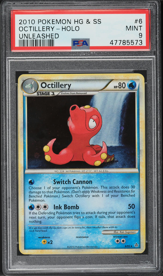 2010 Pokemon HeartGold & SoulSilver Unleashed Holo Octillery #6 PSA 9 MINT