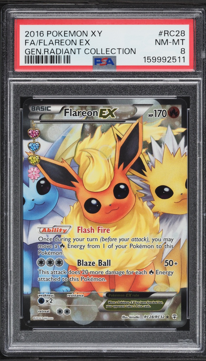 2016 Pokemon XY Generations Radiant Collection Full Art Flareon EX #RC28 PSA 8 NM-MT