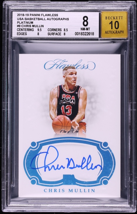 2018 Panini Flawless USA Platinum Chris Mullin AUTO 1/1 #US-CML BGS 8 NM-MT