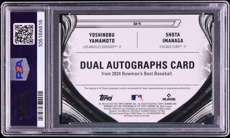 2024 Bowman's Best Dual Gold Refractor Yoshinobu Yamamoto Shota Imanaga ROOKIE AUTO /50 PSA 10