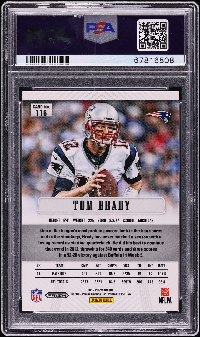 2012 Panini Prizm Silver Tom Brady #116 PSA 9 MINT