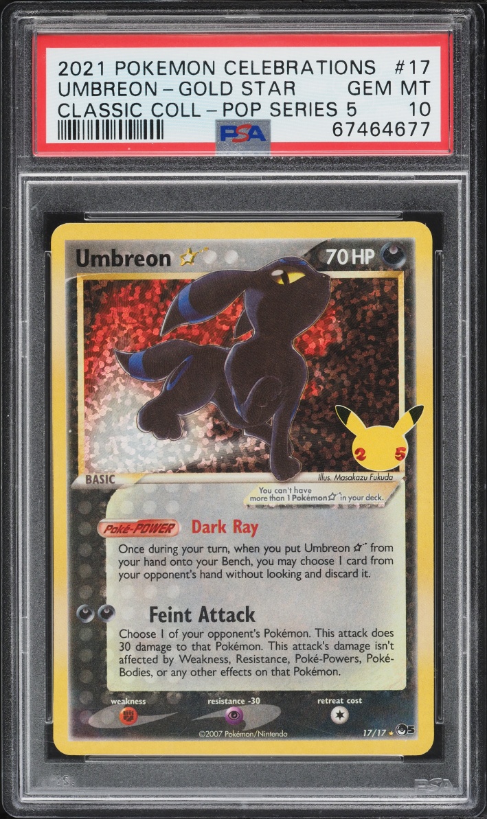 2021 Pokemon SWSH Celebrations Classic Collection Holo Umbreon Gold Star #17 PSA 10 GEM MINT