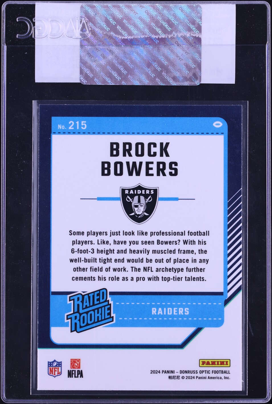 2024 Donruss Optic Brock Bowers ROOKIE #215 CGC AUTH
