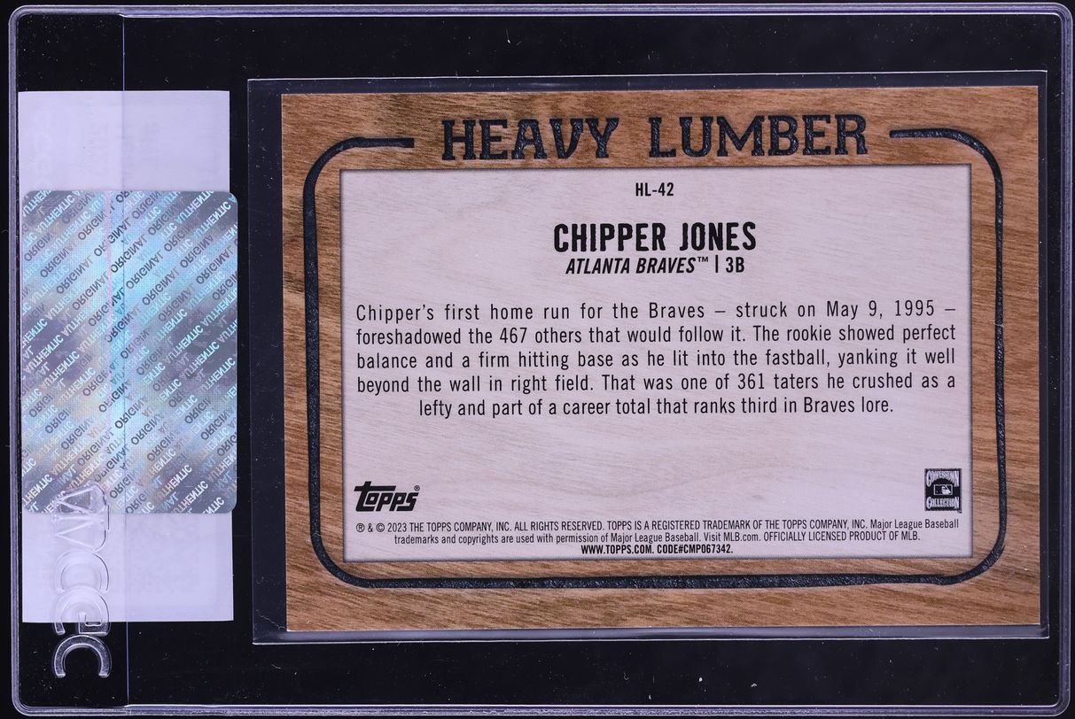2023 Topps Update Heavy Lumber Chipper Jones #HL-42 CGC AUTH