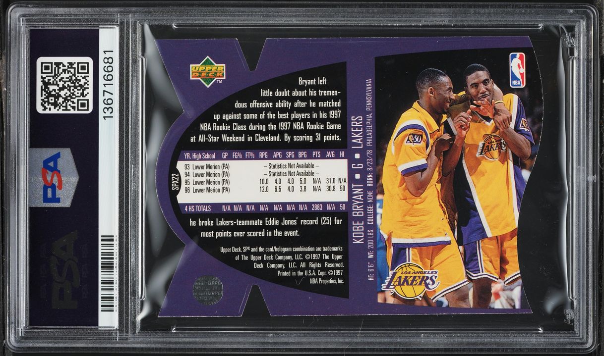 1997 SPx Gold Die-Cut Kobe Bryant #22 PSA 8 NM-MT