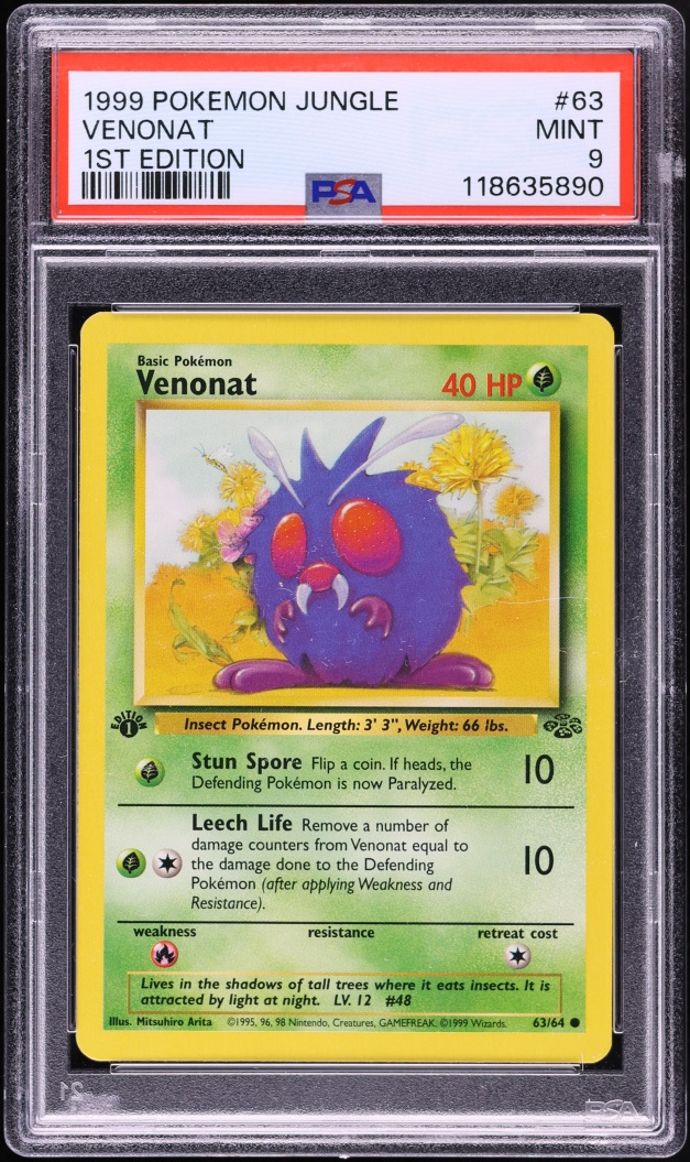 1999 Pokemon Jungle 1st Edition Venonat #63 PSA 9 MINT