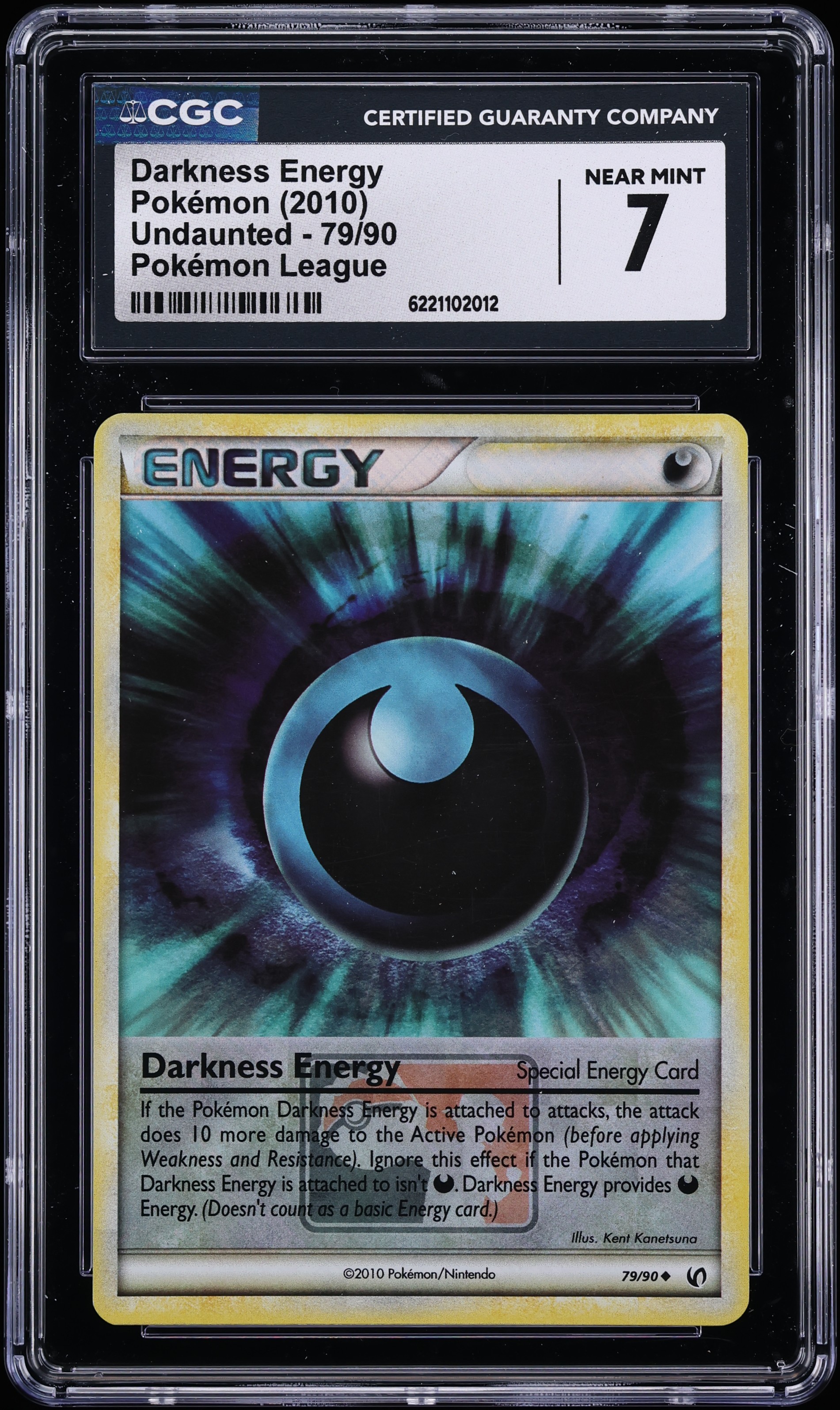 2010 Pokemon HeartGold & SoulSilver Undaunted League Darkness Energy #79 CGC 7 NRMT