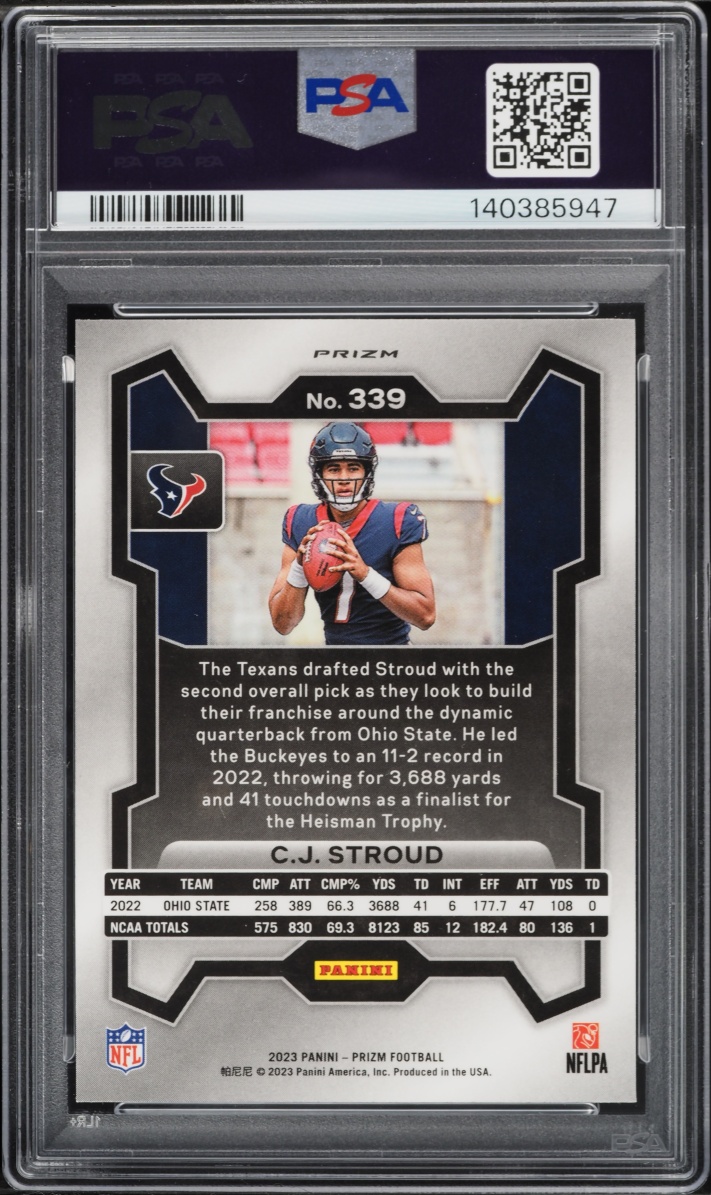 2023 Panini Prizm Silver C.J. Stroud ROOKIE #339 PSA 9 MINT